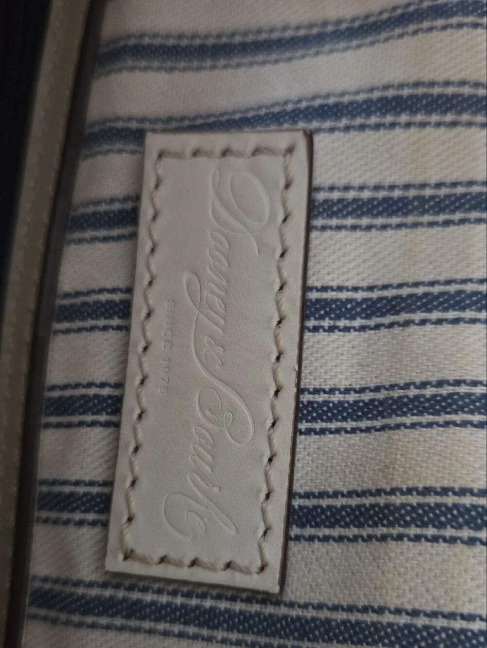Dooney & Bourke Beige Woven and White Leather Satchel